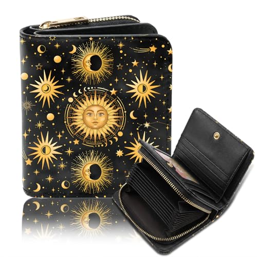 Goiicoln Womens Accordion Wallet, Moon Goth Wallet, Zipper Accordion Wallets for Women, PU Leather Card Cases Money Organizers Wallets, Credit Card Holder Large Capacity, Gift for Ladies Teen Girls