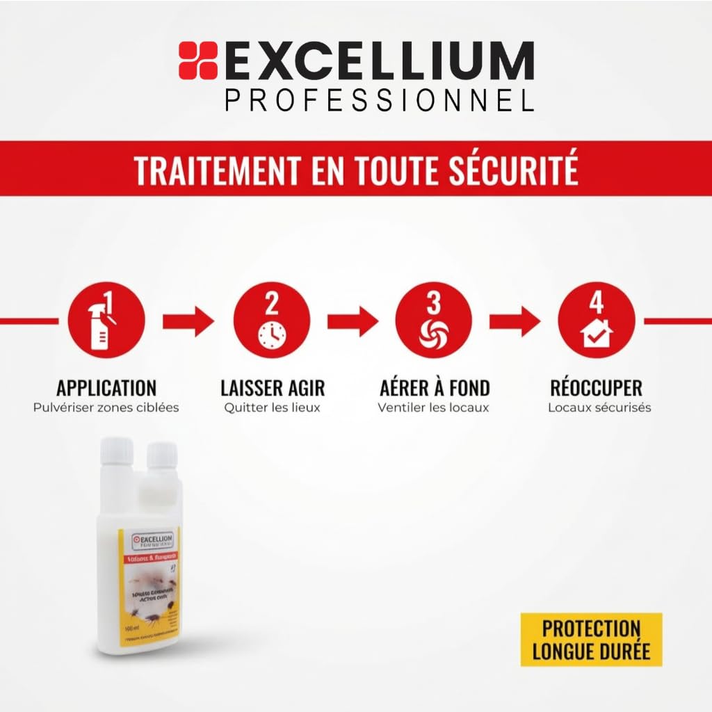 Excellium | Insecticide Concentré Volants & Rampants | Traitement Choc avec Rémanence Longue Durée | Flacon Doseur Sécurisé 250 ml