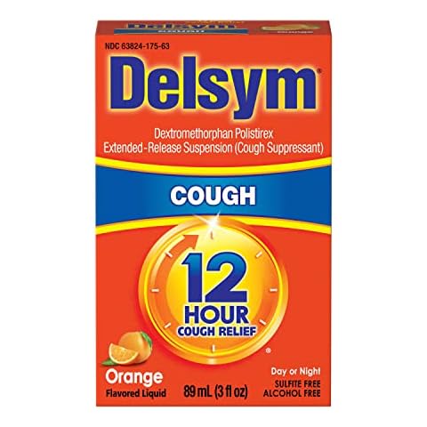 Delsym Cough Relief Medicine, Powerful Cough Relief for 12 Good Hours, Cough Suppressing Liquid, 1 Pharmacist Recommended, Orange Flavor Adult 3 Fl Oz (Pack of 1) Cover