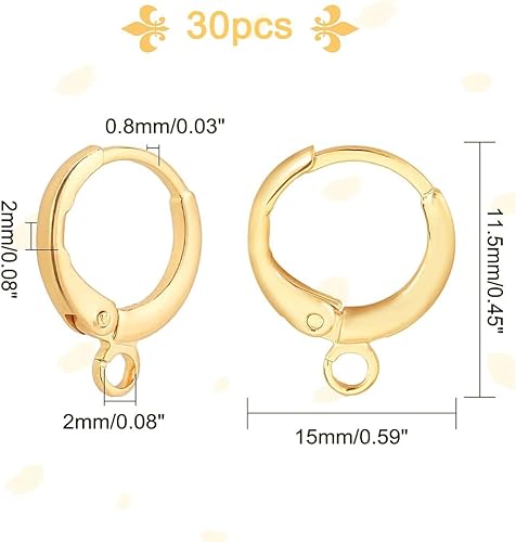 Miniatura 10 de PH PandaHall Aretes de aro chapados en oro de 18 quilates, 12 piezas de aretes de latón, pequeños aretes de oro con lazo para mujer, aretes de