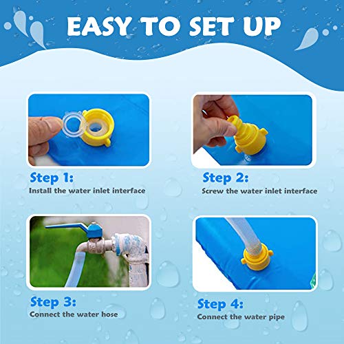 Splash Pad & Sprinkler with 2 Water Guns for Kids Toddlers - 68’’ Outdoor Inflatable Play Water Mat / Swimming Pool for Wading and Learning, Summer Outside Toys for Boys Girls Babies (Blue Wave)