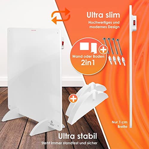 KESSER® 1 riscaldamento a infrarossi da 550 Watt, riscaldamento da parete, a infrarossi, radiatore, pannello riscaldante, piedini inclusi - 4