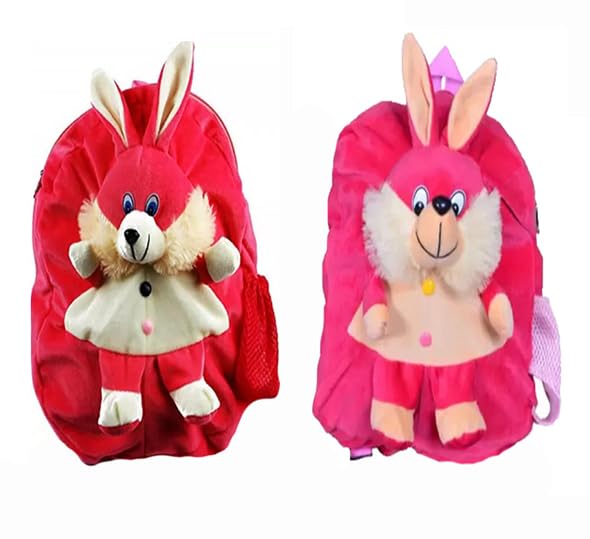Play School Kids Backpack Cute Rabbit Style Bag Preschool Mini Travel Bag Gift for Toddler Girls & Boys Animal Cartoon Scool Bag Ages 2-6 Year White, Pink