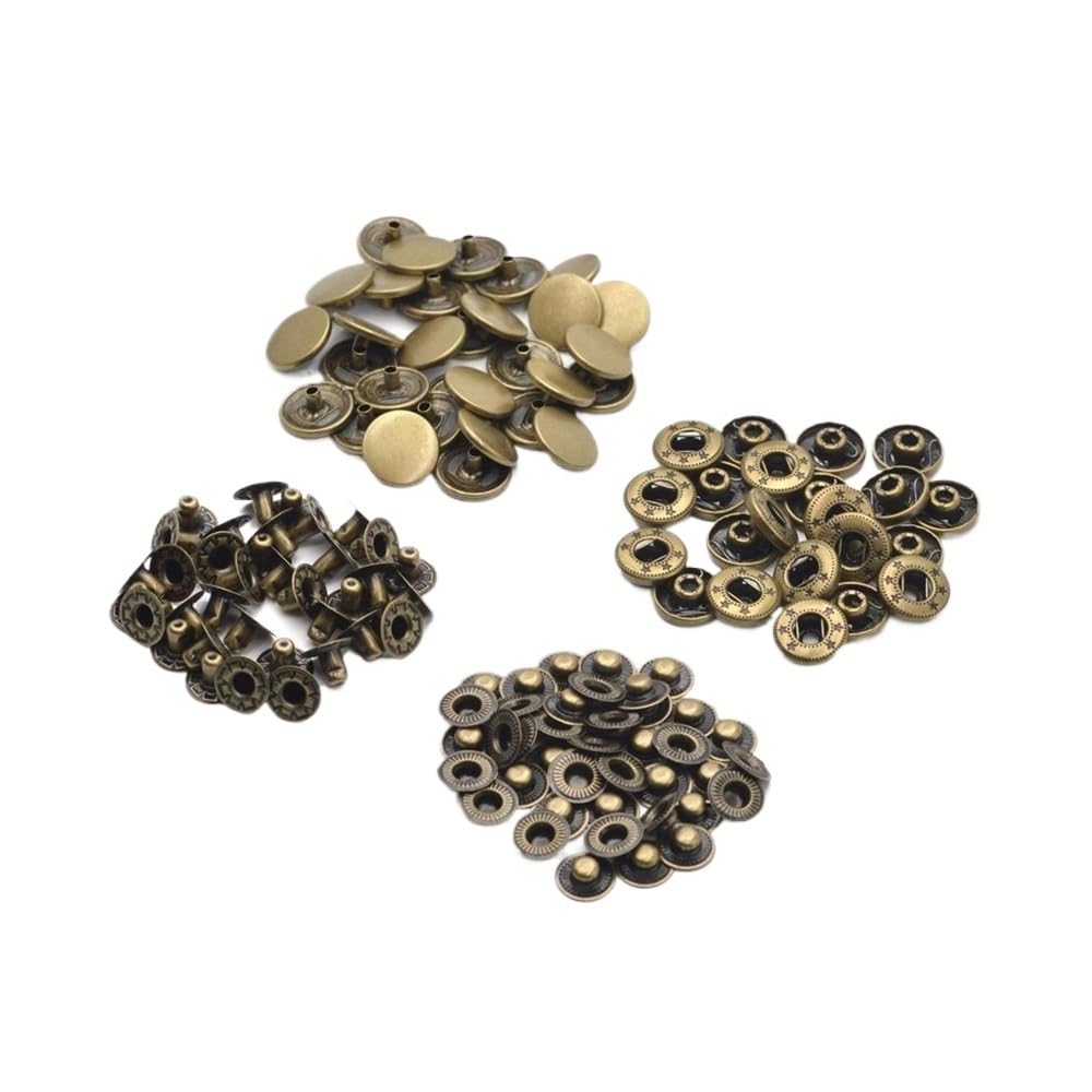 Sunrrafck Bronze Color 10Sets Brass Material Press Studs Sewing Snap Buttons Fasteners Leather Craft Clothes Bags(,12Mm)