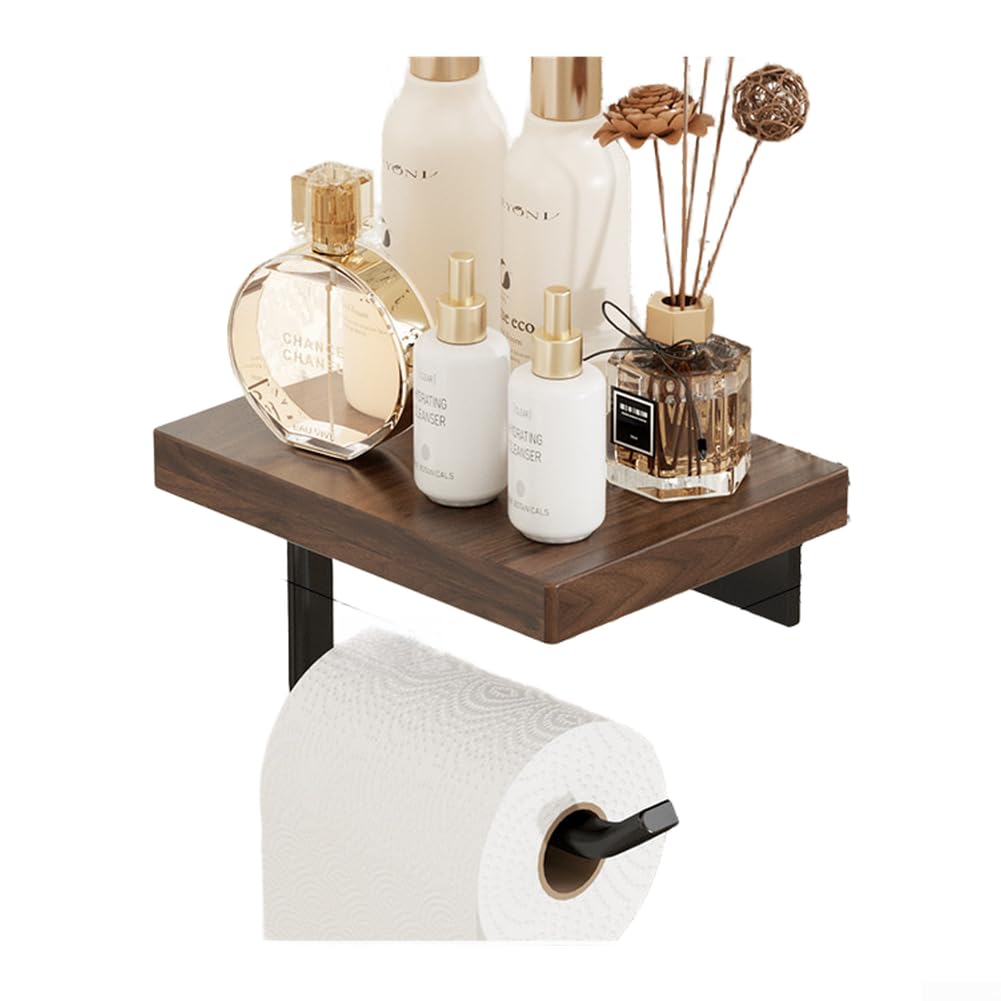 Porte-papier toilette en noyer et aluminium un support mural chic