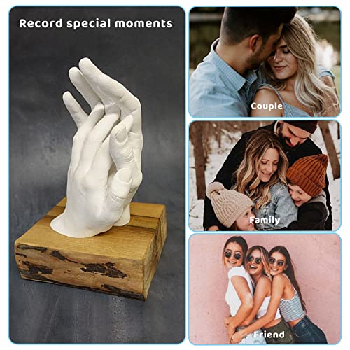 INK LAB Kit de Moulage Main Couple Empreinte 3D Adultes Famille Pieds et Mains avec Socle en Bois Alginate Moulage et Platre pour Sculpture d'art Décoratif, Idee Cadeau pour Amoureux Parents Bébé - Image 7