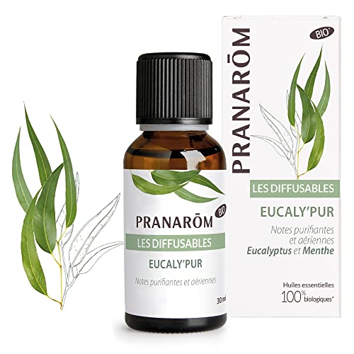 Pranarôm | Les Diffusables | Eucaly'Pur | Mezcla de aceites esenciales para difusor | Notas purificantes y aéreas | Eucalipto y menta | Bio (Eco) | 30 ml