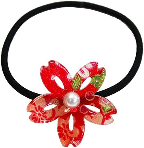 Japanese Chirimen Made Sakura Design Hair Accessory Elastic Hair Band Ponytail Holder