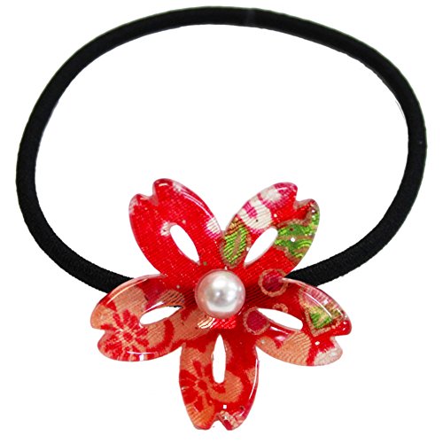 Japanese Chirimen Made Sakura Design Hair Accessory Elastic Hair Band Ponytail Holder #TOP17