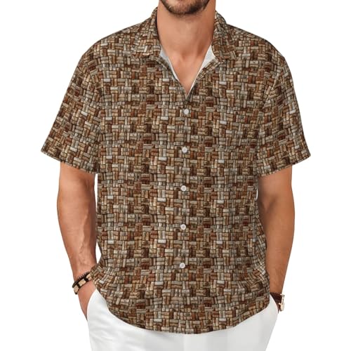 Chemise d'été homme imprimé liège vin idéale pour vos terrasses et soirées décontractées