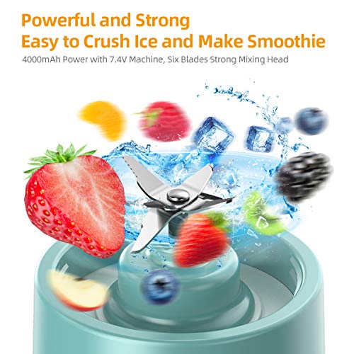 2023 Hotsch Portable Blender, 13.5 Oz Personal Size Juicer Cup For Smoothies And Shakes, Usb Rechargeable With Six Blades, For Sports Travel And Outdoors - Blue #TOP2