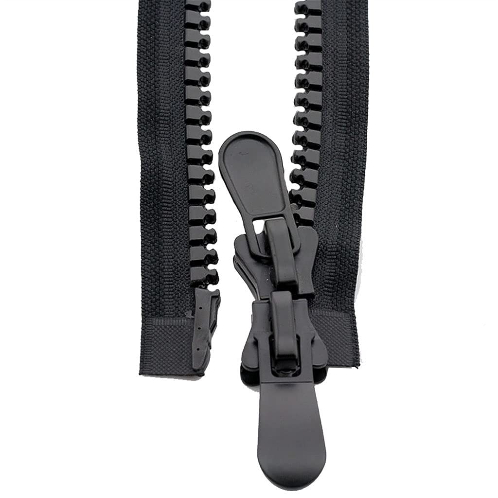 Cremalleras para coser， Cierres de cremallera de nailon con extremo cerrado, 1 cremallera abierta doble de resina de 20 piezas, cremalleras abiertas dobles de doble cabeza y doble cara, modelos grande