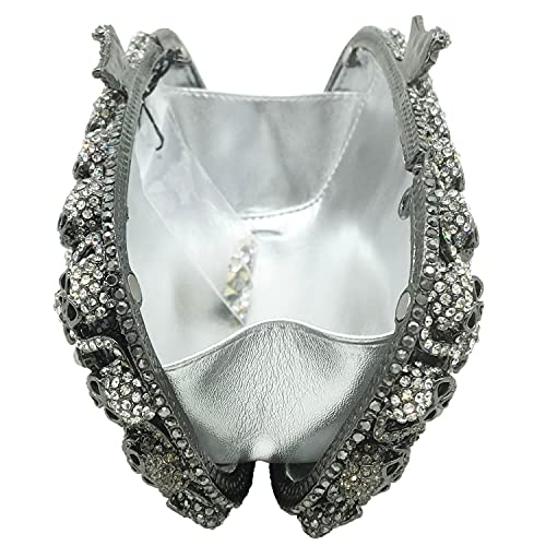 Image of Boutique De FGG Skull Crystal Clutch Purse for Women Formal Rhinestone Clutch Evening Bag Halloween Minaudiere Handbag,Mini
