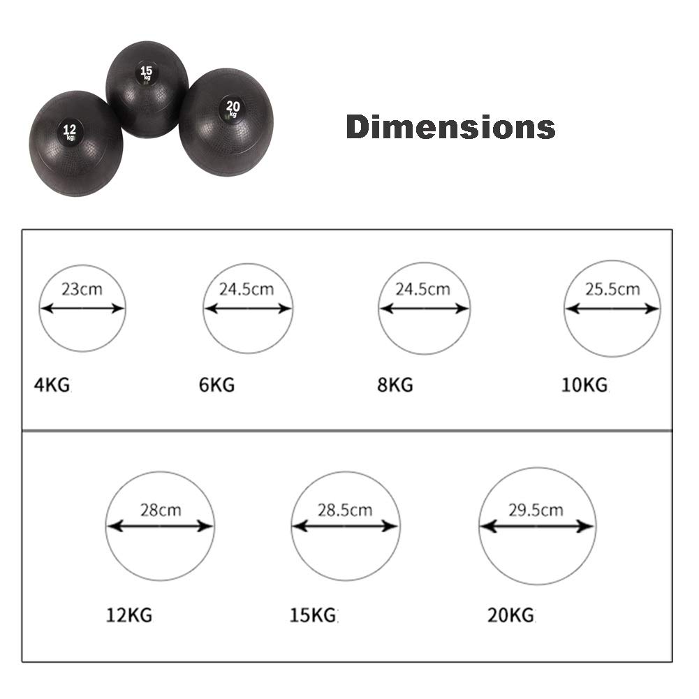 AGYH Palle mediche Slam Sfera, Gomma Gravity Ball, Training Muscolare Fitness Sabbia Sfera, Utilizzata for Resistenza Core Training Formazione, 4kg/6kg/8kg/10kg/12kg/15kg/20kg (Size : 4kg/8.8lb)