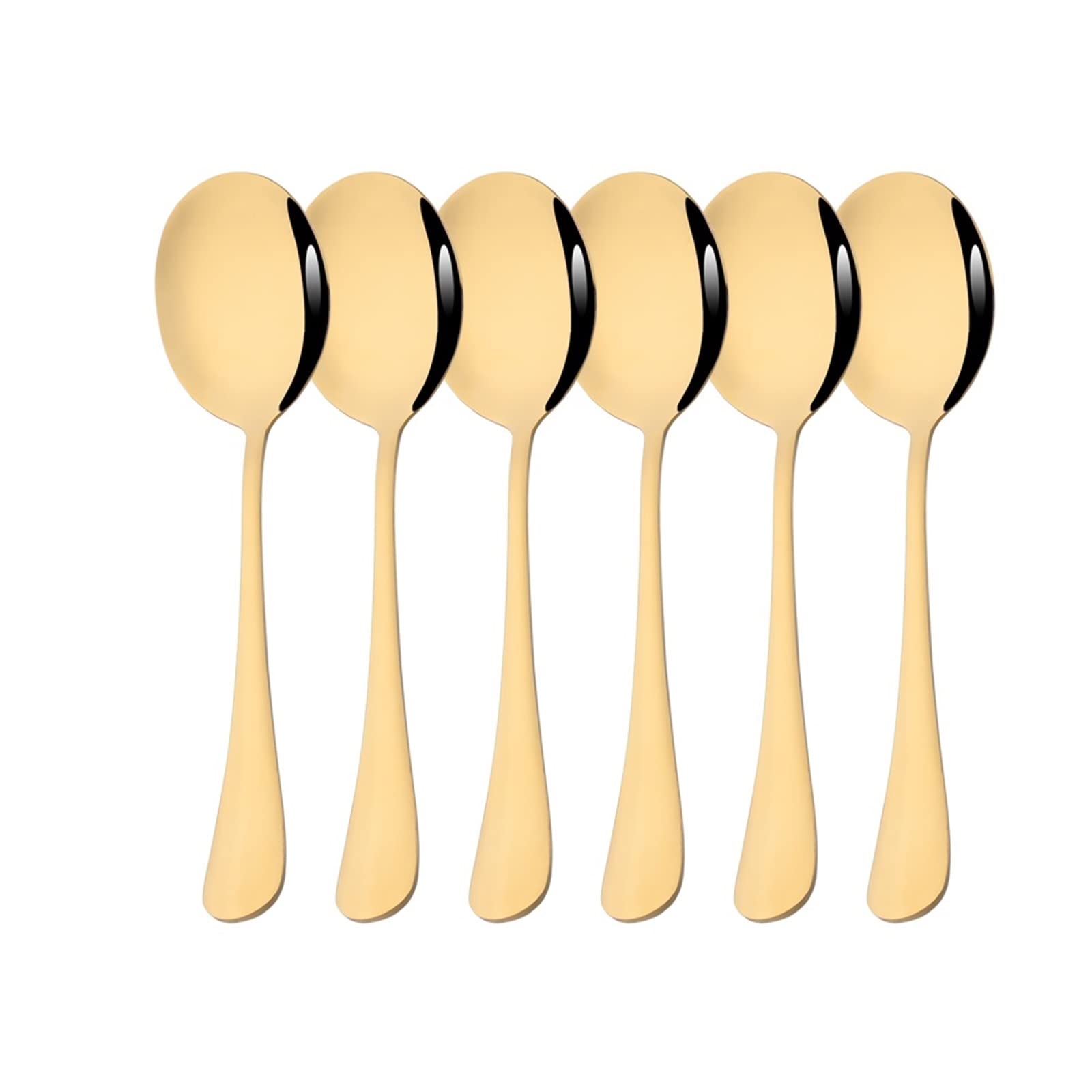 2/4/6-teiliges Geschirrset Küche Abendessen öffentlicher Löffel Restaurant Edelstahl Verteillöffel Buffet Servierlöffel Leisurely (Color : 6Pcs Gold)