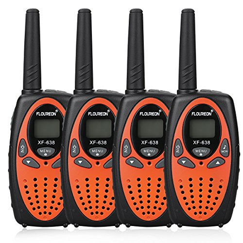 FLOUREON Talkie Walkie Enfant 8 Canaux Lot de 4 Two Radio Longue Portée 5km Max. Intercom Léger Compact Auto Scan Orange