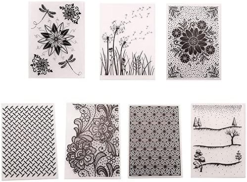 7 Styles Flower Pattern Plastic Embossing Folder Template for Gift Scrapbooking Photo Album Card Paper Craft Making Decor Mold, DIY Embossing Folders Stencil Decorating Mould Tools