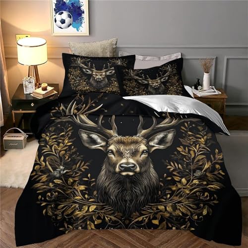 Parure de lit double en microfibre résistante, housse de couette forêt 3D hypoallergique