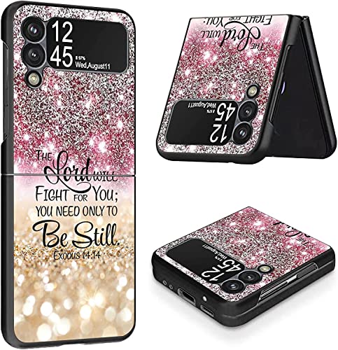 Cadeau étui Samsung Galaxy Z Flip 3 5G verset de la Bible chrétienne à paillettes