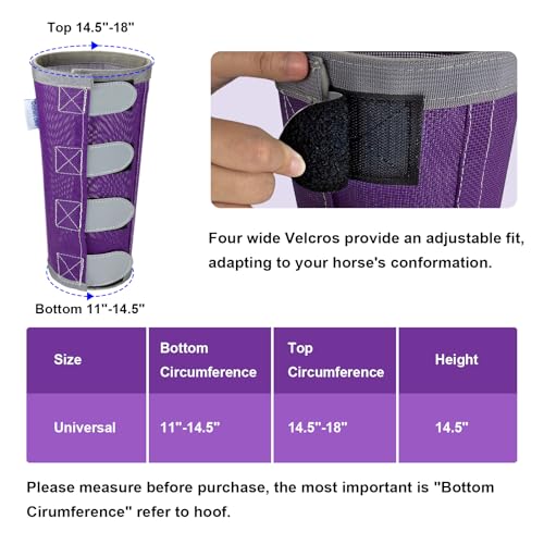 Image of Reflective Horse Fly Boots Set of 4, Loose Fitting Leggings for Horses, Equine Fly Leg Wraps Socks for 4 Legs, Breathable Adjustable and Universal Fit, Reliable Stay Put and on (Purple)