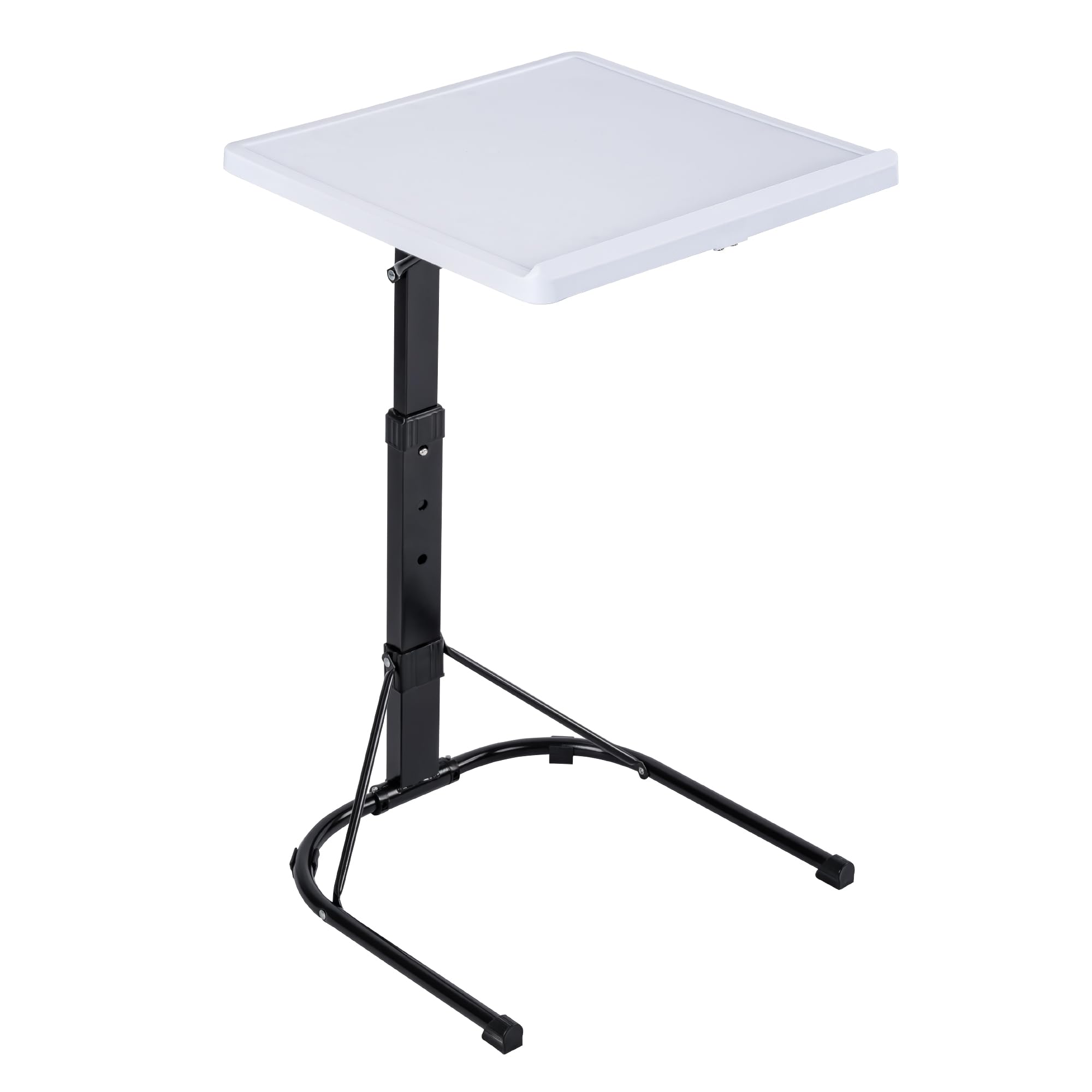 T-LOVENDO.ES Mesa Auxiliar Plegable con Altura Ajustable, Forma de C, con 3 Alturas (de 63,5 a 76 cm), 3 Ángulos Ajustables, para Ordenador Portátil, Lectura, Sofá, Sillón (Blanco)