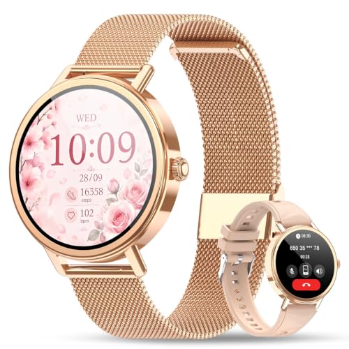 Smartwatch Mujer, Reloj Inteligente Mujer con Llamadas Bluetooth, 2 Correas Smartwatch Mujer, Reloj Inteligente Mujer con Llamadas Bluetooth, 2 Correas