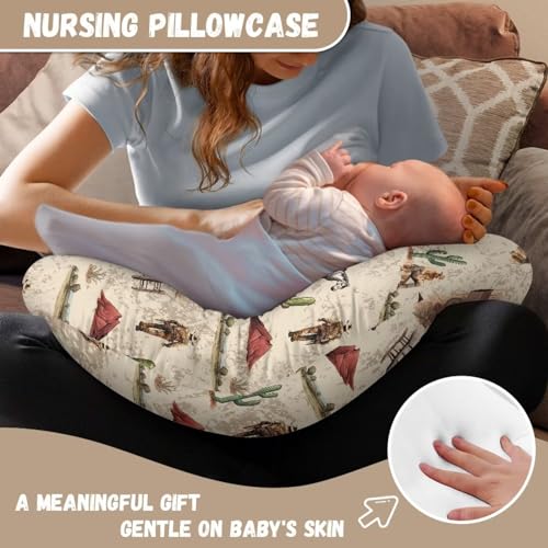 Image of Horse Nursing Pillow Cover for Bottle Feeding, Removable Breathable Nursing Pillow Case for Baby Boy Girl, Durable Custom Gifts