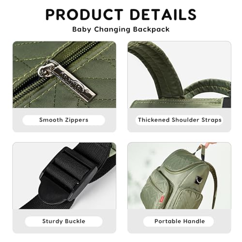 SONARIN Waterproof Lightweight Baby Changing Bag Backpack,Multifunctional Nylon Diaper Bag Portable Travel Nappy Changing Bag Maternity Bag with Changing Mat & Stroller Straps(Blue) - Image 4