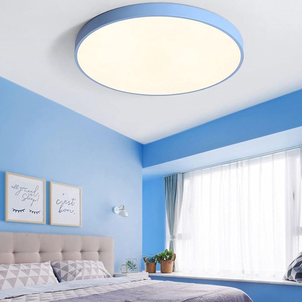 LED Ceiling Light Minimalist Circular Ceiling Lamp Dimmable Flat Panel Light Indoor Ceiling Recessed Installation Lighting for Dining Hallway Bedroom Balcony Blue Light Fixture