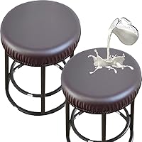 Vista 14 de HFCNMY Fundas para Taburete, 4 Piezas Fundas Impermeables Elásticas de PU para Taburete de Bar Redondo, Protección de Asientos para Silla de 12-17