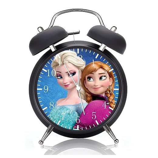Elsa and Anna Clock Desk Clock Twin Bell with Night Light Quite Silent Non-Ticking 4 Inches Glass Face - Great Decor for Home or Office – Best Gift Ideas for Birthday or Holidays W475