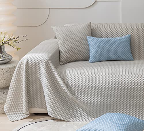 ソファーカバー マルチカバー 冷感 夏用 1人 2人 3人 4人掛け L字型 防塵 長方形 大判 超便利 洗える シンプル 現代風 ソファー保護カバー 通気性(ライトグレー,185*260cm)