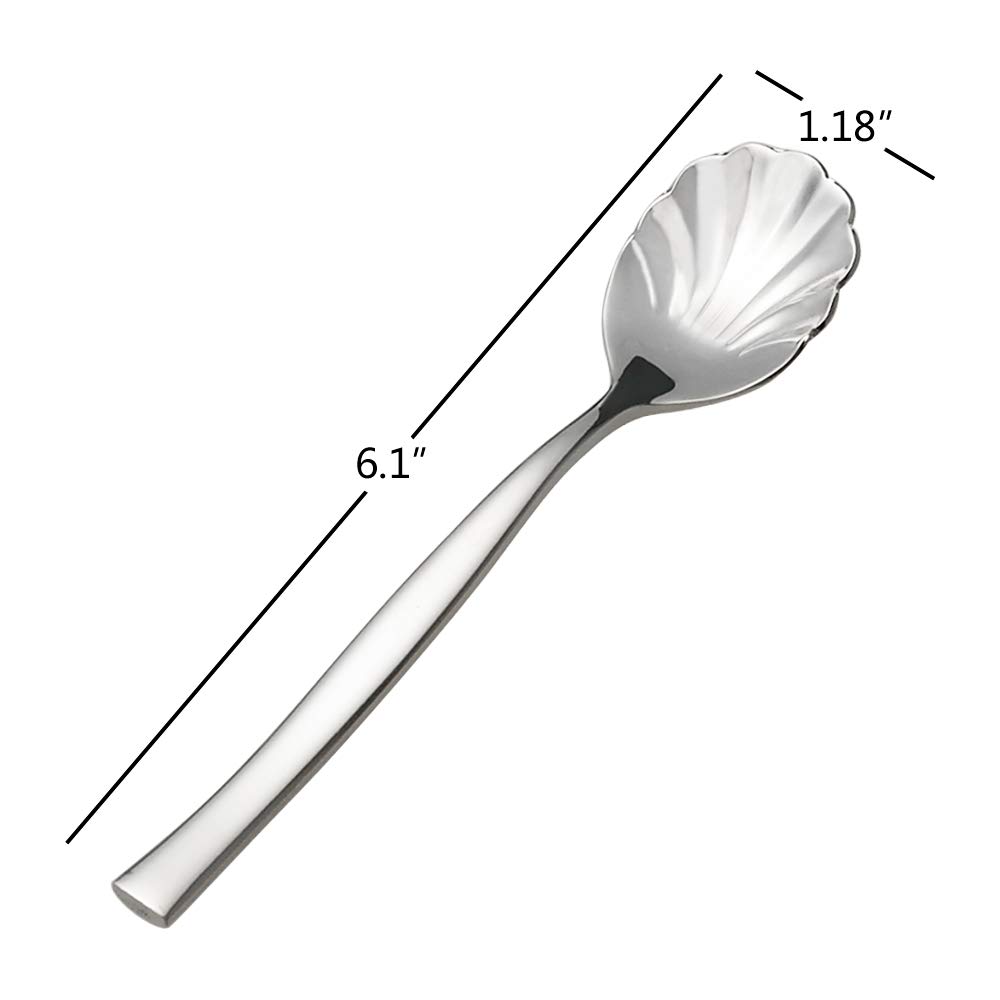 Vintage Shell Sugar Spoons - 12 Stainless Steel -2