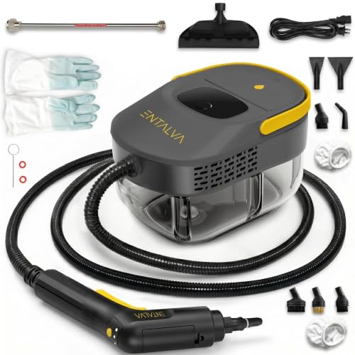 Image of Steam Cleaner for Home, 1.69QT Visible Tank Portable Steamer with 15 Accessories, Chemical-Free 3-Level Touch Control Cleaning for Grout, Tile, Car Detailing