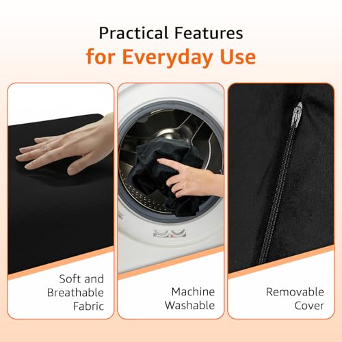 Image of amazon basics Wedge Leg Pillow | High Resilience Super-Soft Foam | Leg, Hip, Thigh & Knee Rest | Generous Size for Both Legs | Washable Velvet Cover | 22 x 20 x 7 in | Black