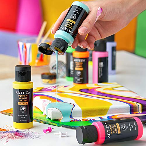 Pouring Farben ARTEZA Acrylfarbe Set mit 32 Farben, 60 ml