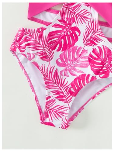 SweatyRocks Girl's Criss Cross Cut Out One Piece Swimsuit Tropical Print Bathing Suit Monokini4