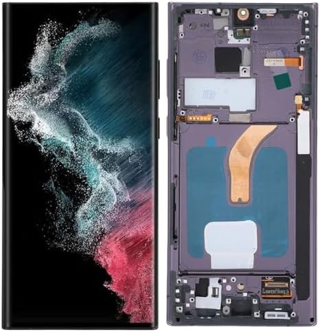 OLED for S22 Ultra, LED LCD Display Touch Screen Digitizer Assembly S22ultra 5G SM S908B, LCD Screen Replacement with Frame(No Fingerprint), EU International Version (Black)