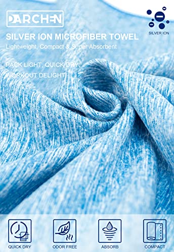 Darchen [5 Pack Gym Towels Accessories For Men, Quick Dry Sweat Towel For Workout Tennis Sports Exercise, Microfiber Silver Ion Towels Compact & Absorbent #TOP2