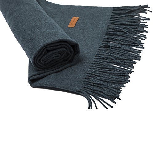 Cashmere Scarf For Womens Mens Super Soft Fashion Long Tassel Blue Scarf（80.7X25.6 In2