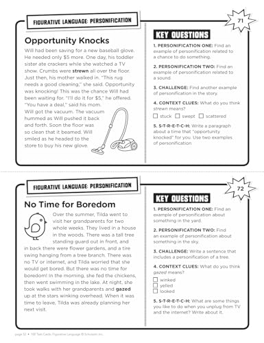 100 Task Cards: Figurative Language: Reproducible Mini-Passages With Key Questions to Boost Reading Comprehension Skills - Image 6