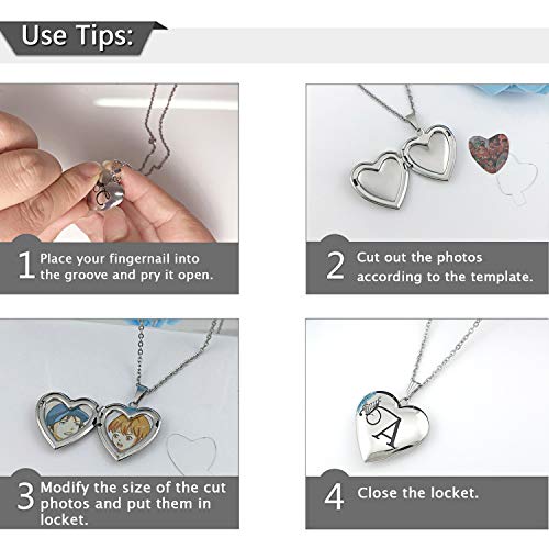 Muerdou Locket Necklace That Holds Pictures Initial Alphabet Letter Heart Shaped Photo Memory Locket Pendant Necklace (A) #TOP6
