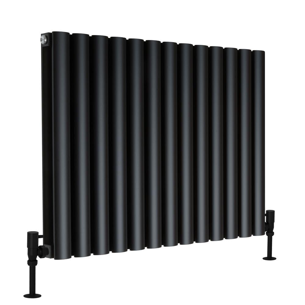 Milano Black Horizontal Double Oval Panel Aluminium Radiator 600 X 780Mm