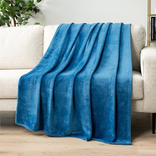 PAVILIA Couverture polaire turquoise pour canapé, jeté de lit turquoise en flanelle douce et pelucheuse en microfibre effet velours, 127 x 152,4 cm