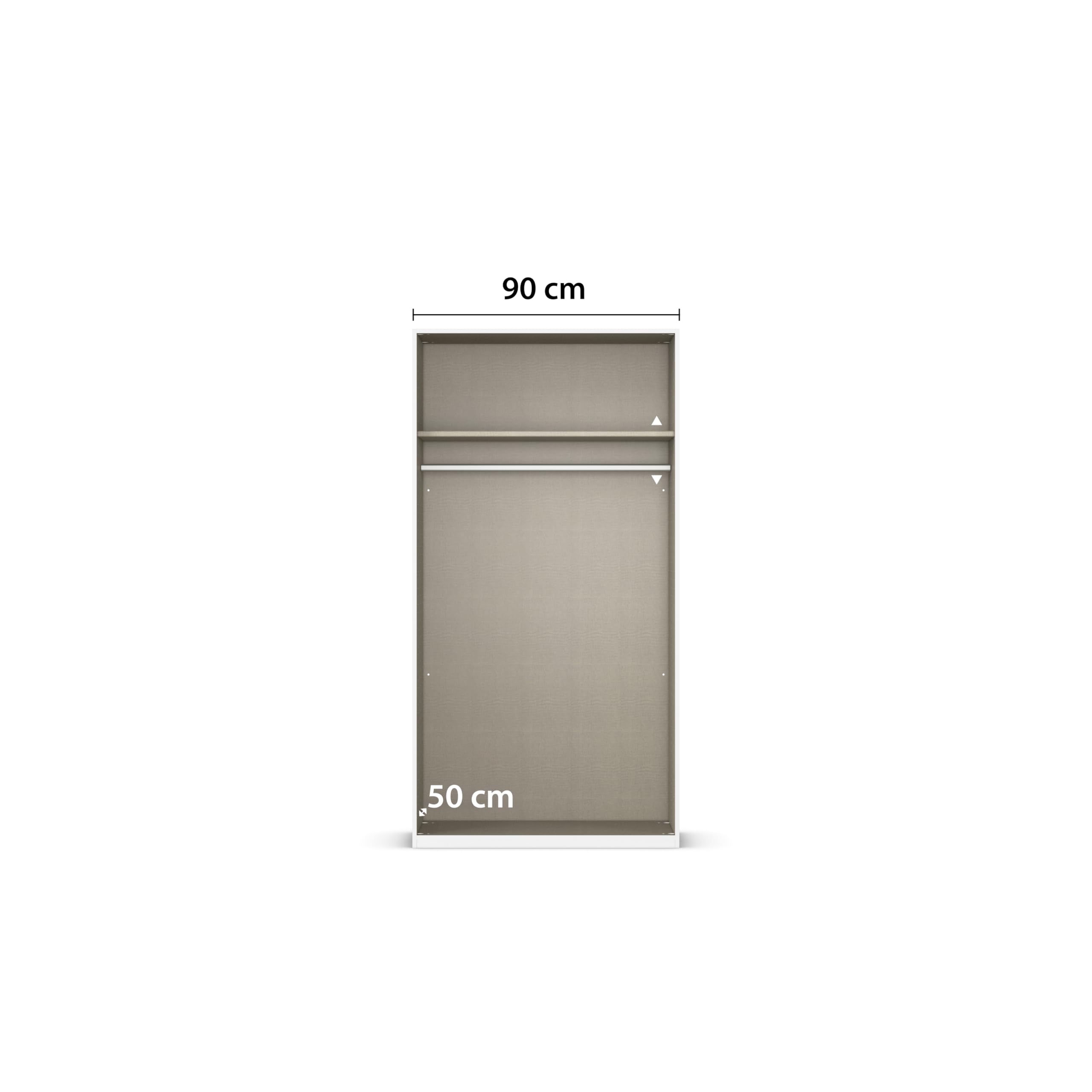 Rauch Möbel Alabama, Kleiderschrank, Farbe Weiß, Breite 91 cm | Schrank, 2-türig, Zubehör Basic, für Schlafzimmer, Kinderzimmer, Homeoffice, Gästezimmer, Garderobe, Flur