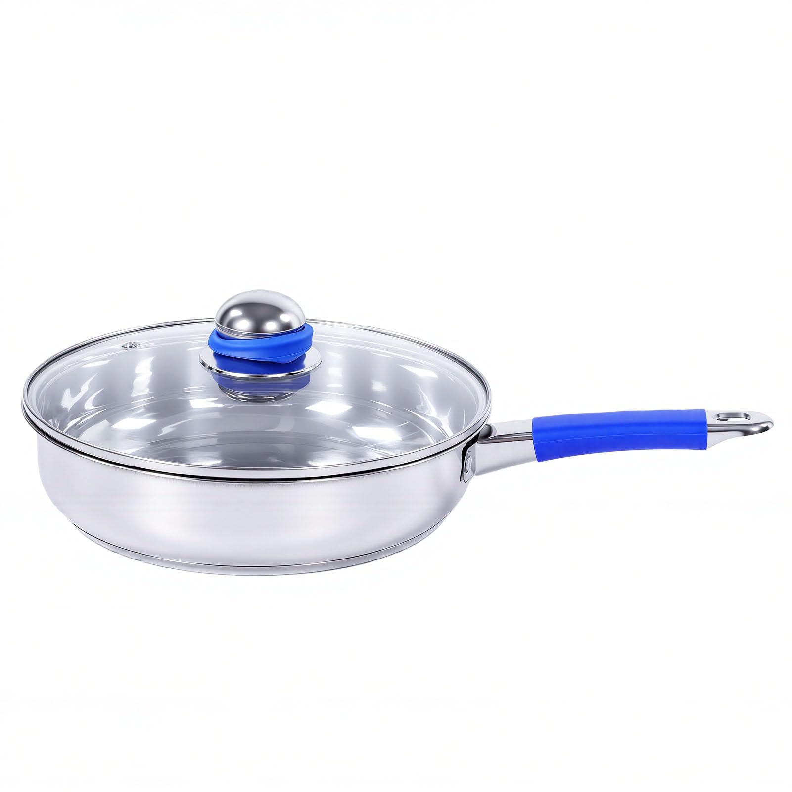 SUNGOOYUE Juego de Ollas de Acero Inoxidable Juego de Utensilios de Cocina de Acero Inoxidable 6 Ollas Base de Triple Capa, Cacerolas para Estufas de Inducción Eléctricas de Gas Universales (BLUE)