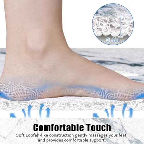 Image of Square Shower Mat Non Slip: 24x24 Inch Shower Floor Mat with Drain Hole in Middle, Super Soft and Comfortable PVC Loofah Massage Bath Mat for Shower, Anti Slip Shower Stall Mat, Quick Drying