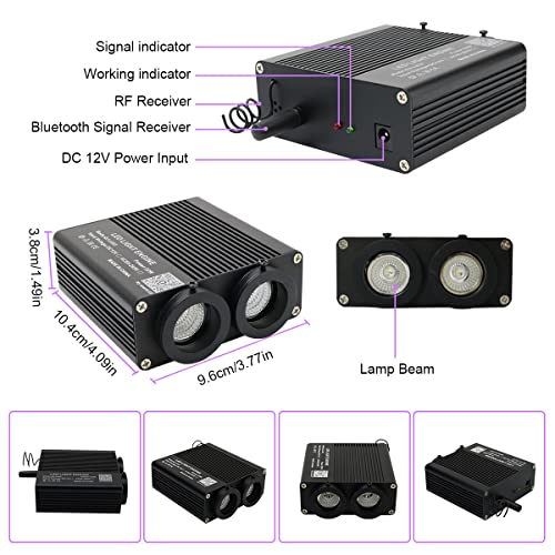 Image of AZIMOM Dual Color 32W Sound Activated Fiber Optic Light Source RGBW Light Box Engine Diver Bluetooth /RF Remote Control Music Sensor Mode for Car Home Star Ceiling Decoration