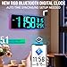 TXL 17.2'' Bluetooth Large Digital Wall Clock, LED Large Display Timer with RGB Ambient Lights,Temperature/Humidity, Remote Control, Adjustable Brightness for Home, Office, Classroom