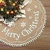 Aerwo christmas tree skirt 48 inches burlap tree skirt printed with white snowflake and merry christmas decor brown tree skirt for christmas decorations new year holiday party supply indoor outdoor  urban country home decor